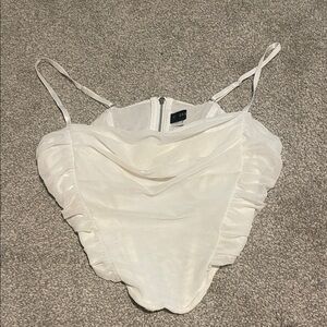 Chic White Ruched Crop Top